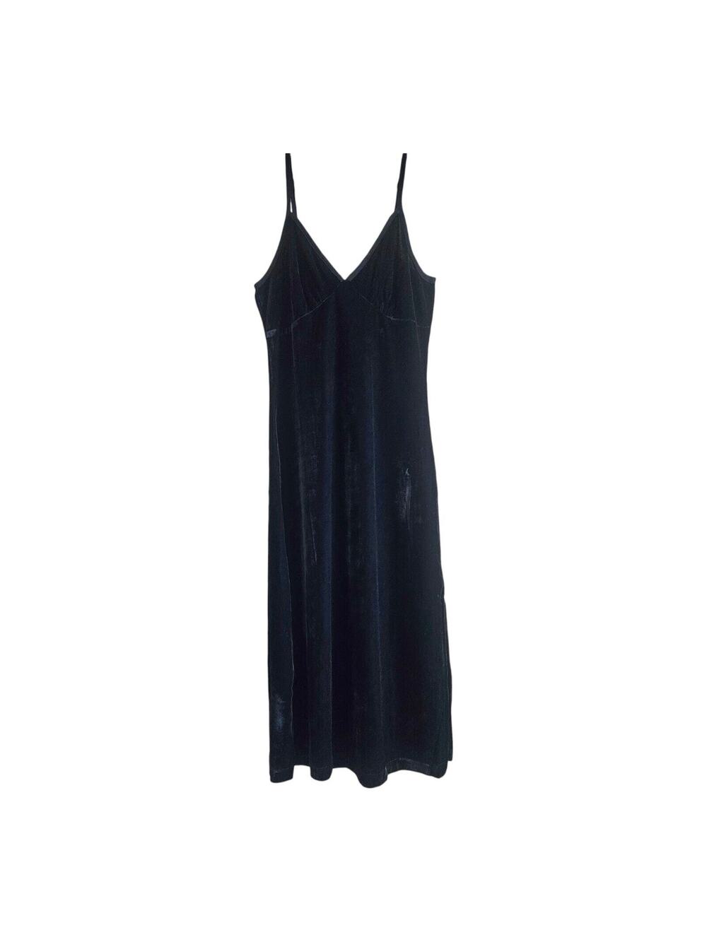 BAND OF THE FREE GYPSIES B.O.G S Midi Dress Black Velvet Side Slit Stretch NEW